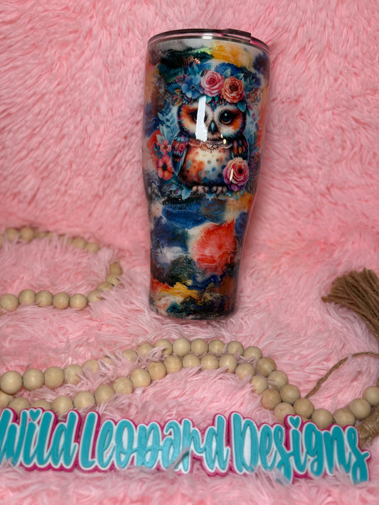 36- 32 oz coral blue owl