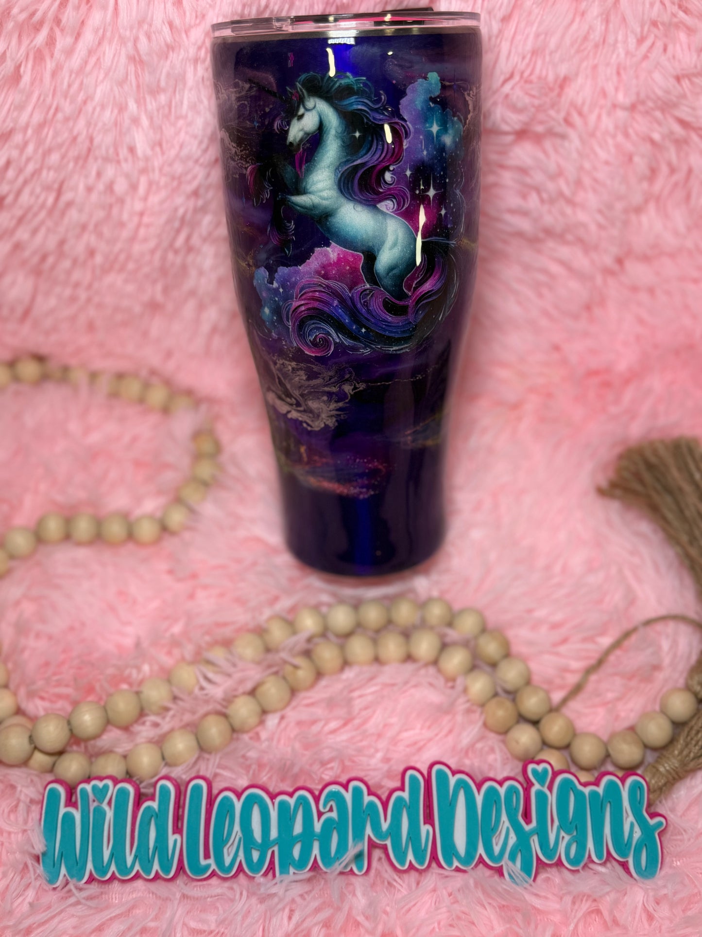 35- 32 Oz coffee caddy purple magical horse