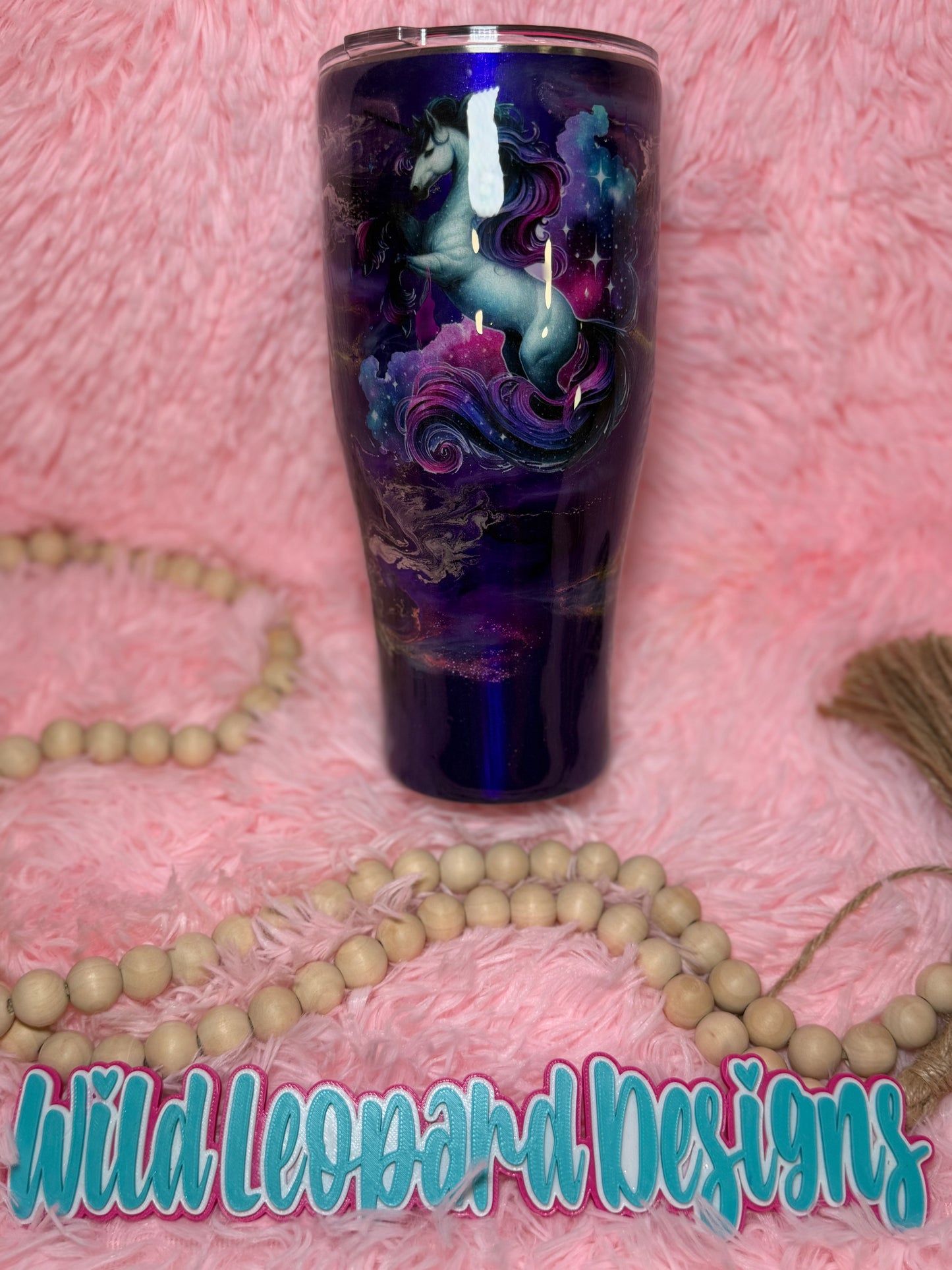35- 32 Oz coffee caddy purple magical horse