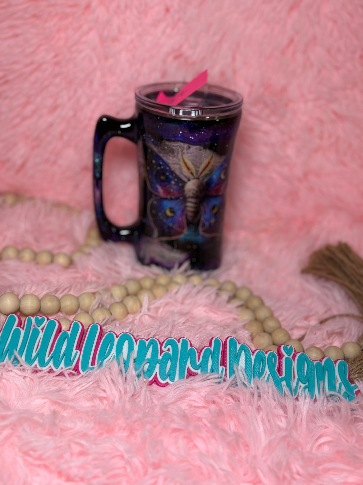 24- 20 oz beer mug purple moth