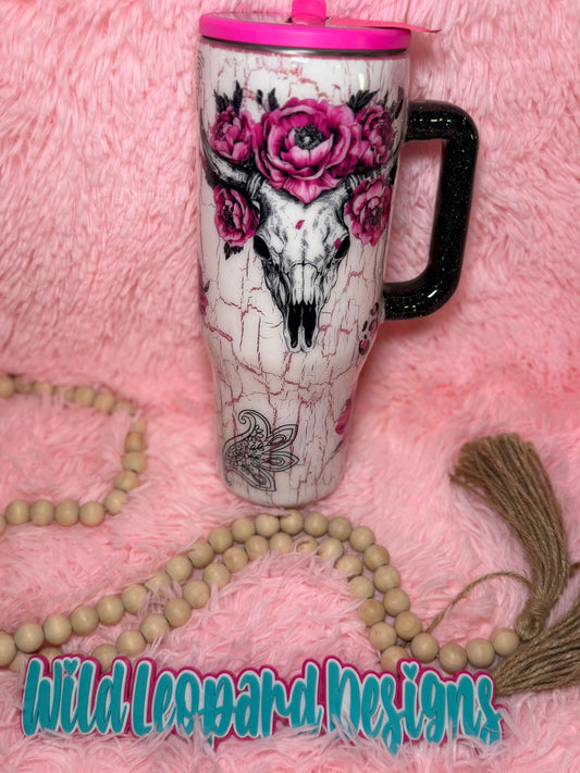 19- 40 oz pink western flip lid