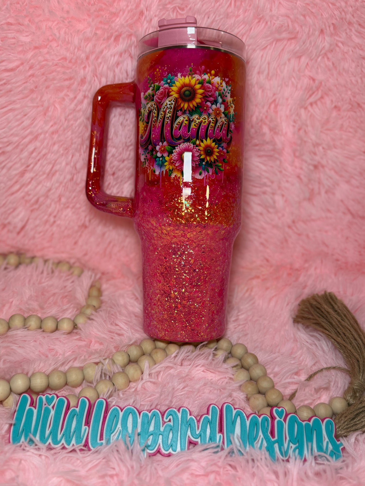 13- 40 oz mama pink yellow