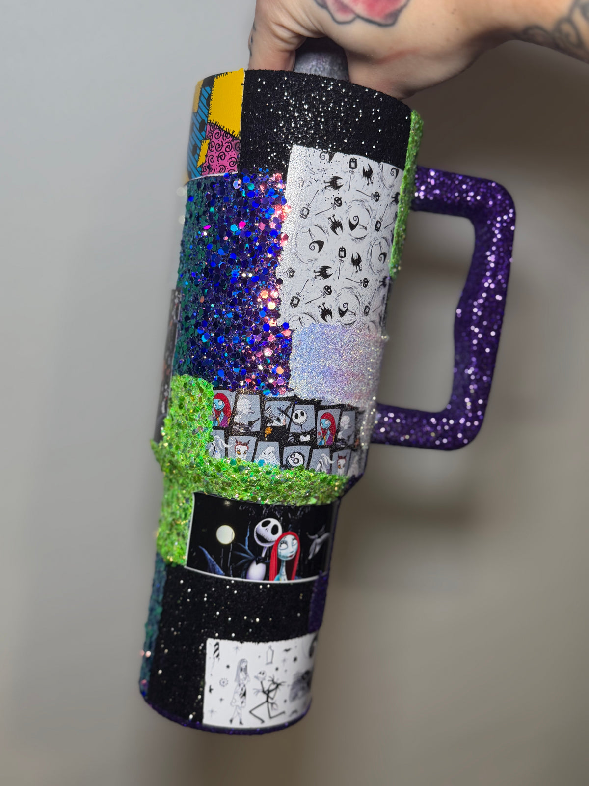 40 oz - night mare patchwork (purple lid)