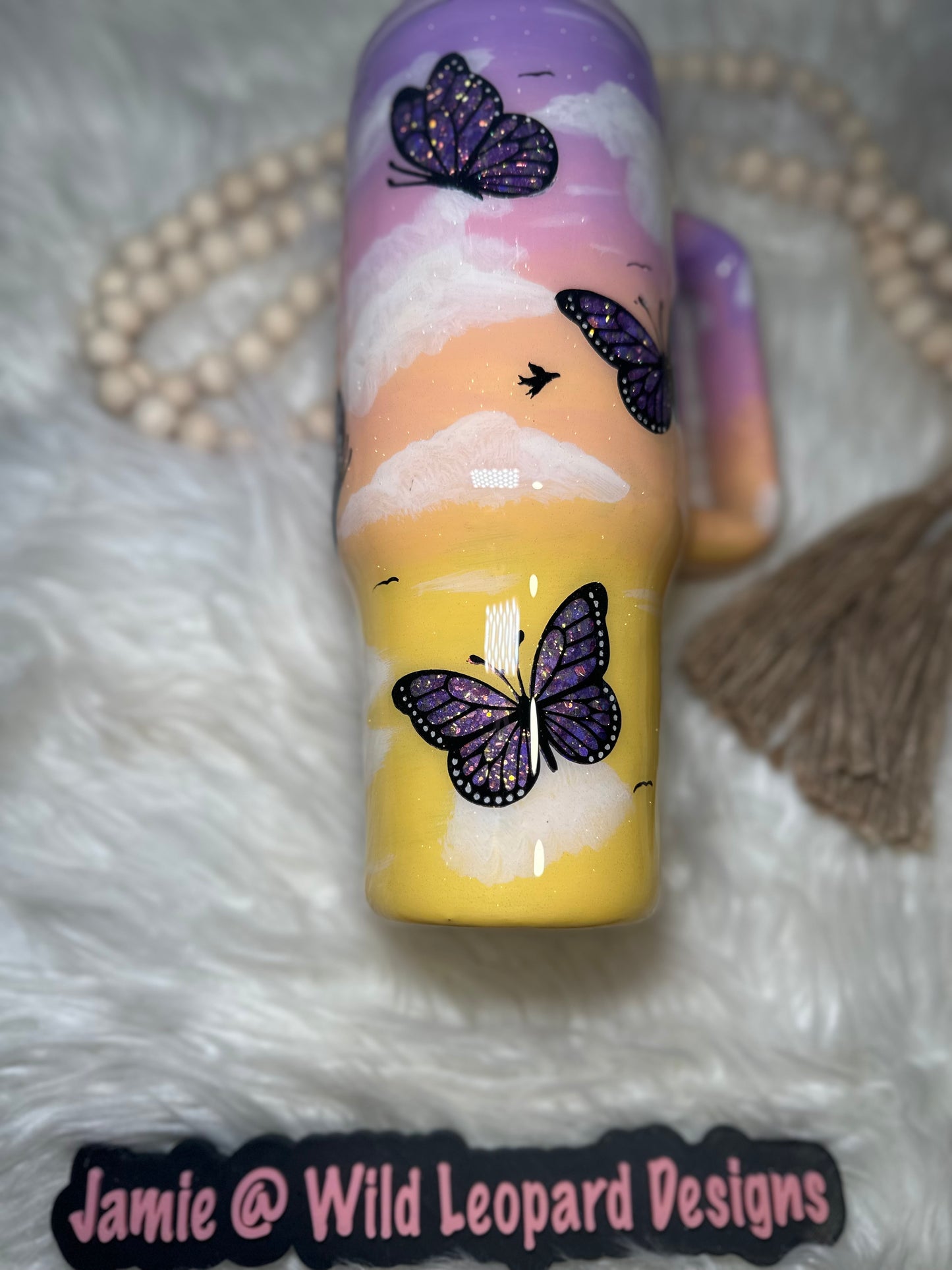 Butterfly hand painted 40 oz