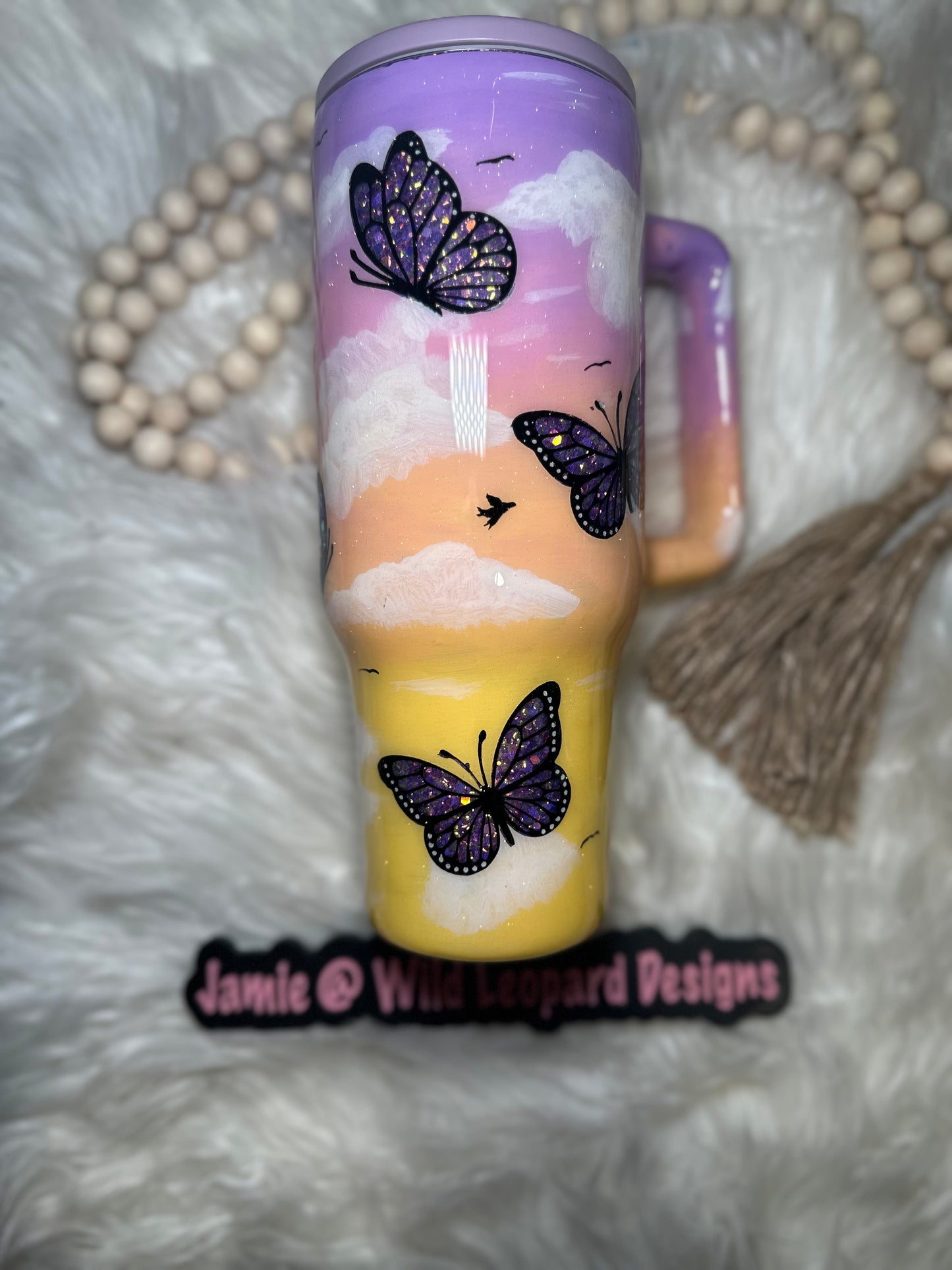 Butterfly hand painted 40 oz