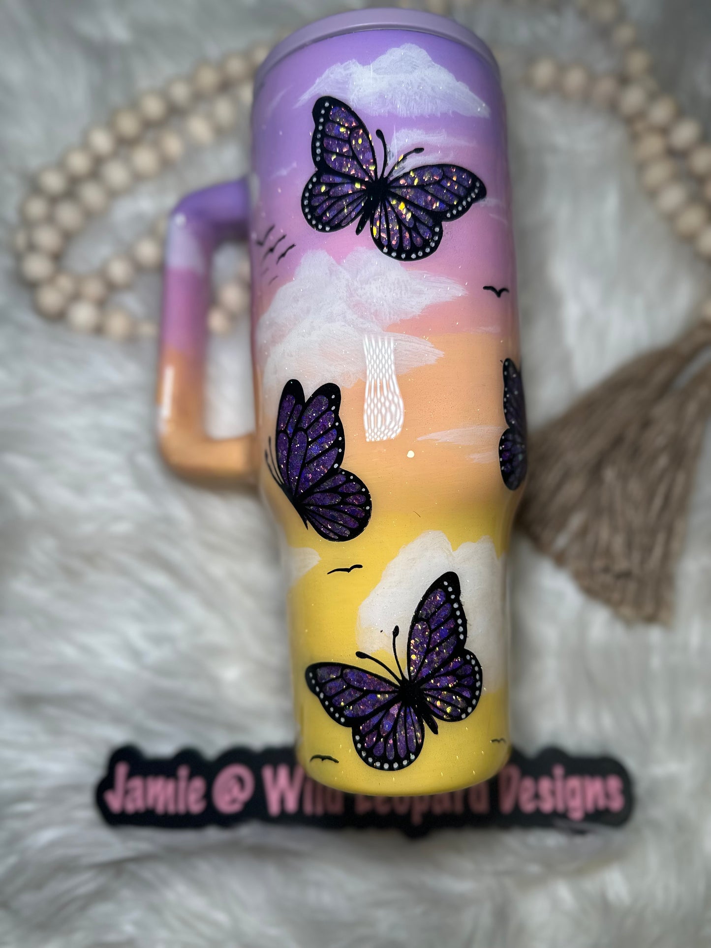 Butterfly hand painted 40 oz