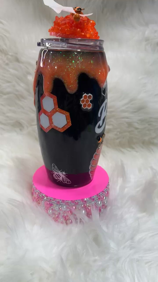 Orange & black bee tumbler